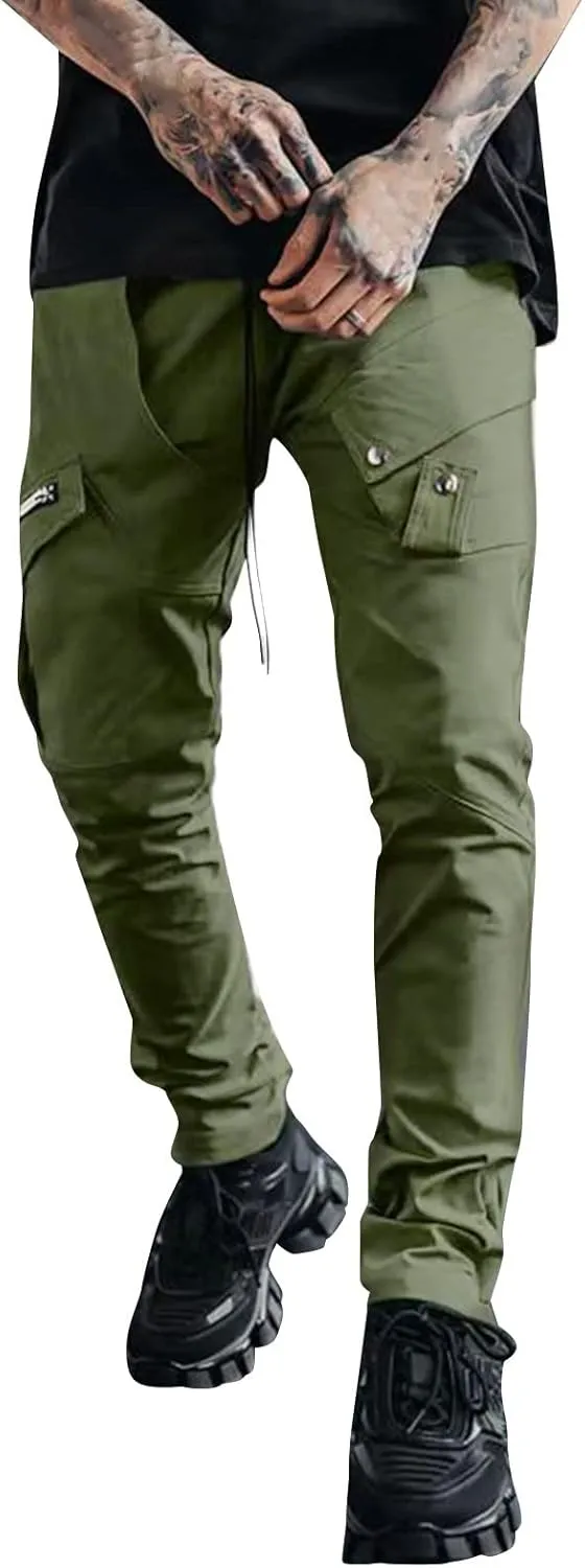 MIDOO Mens Tactical Pants Stretch Flex Casual Loose Straight Sweatpants Outdoor Lightweight Work Hiking Pants Jogger Tousers