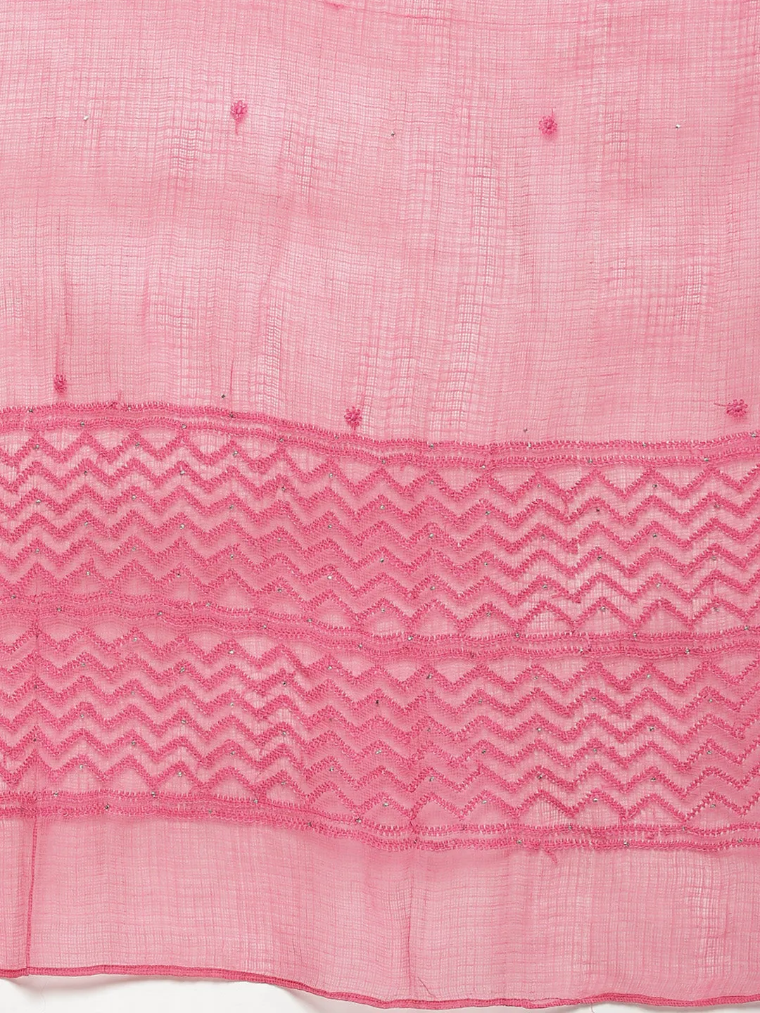 Pink Chikankari Kota Silk Dupatta