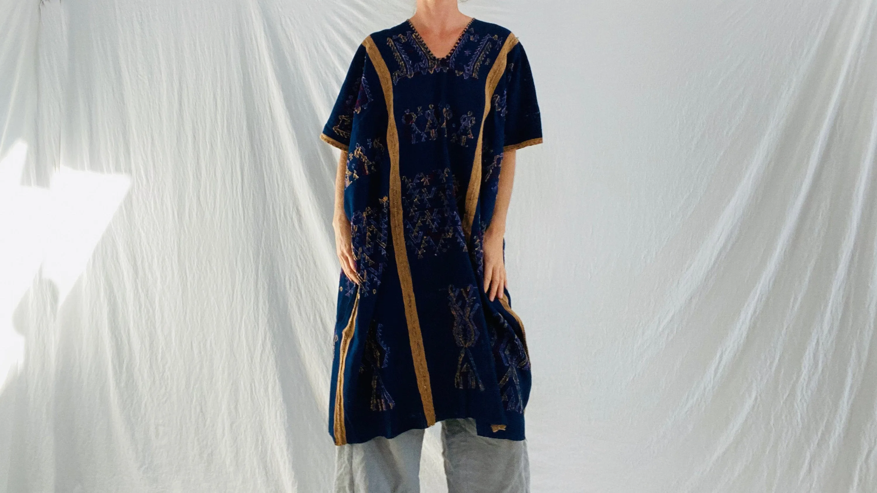 Pinotepa Don Luis Huipil. Silk & Cotton. Indigo & Cochinilla. Oaxaca, Mexico.