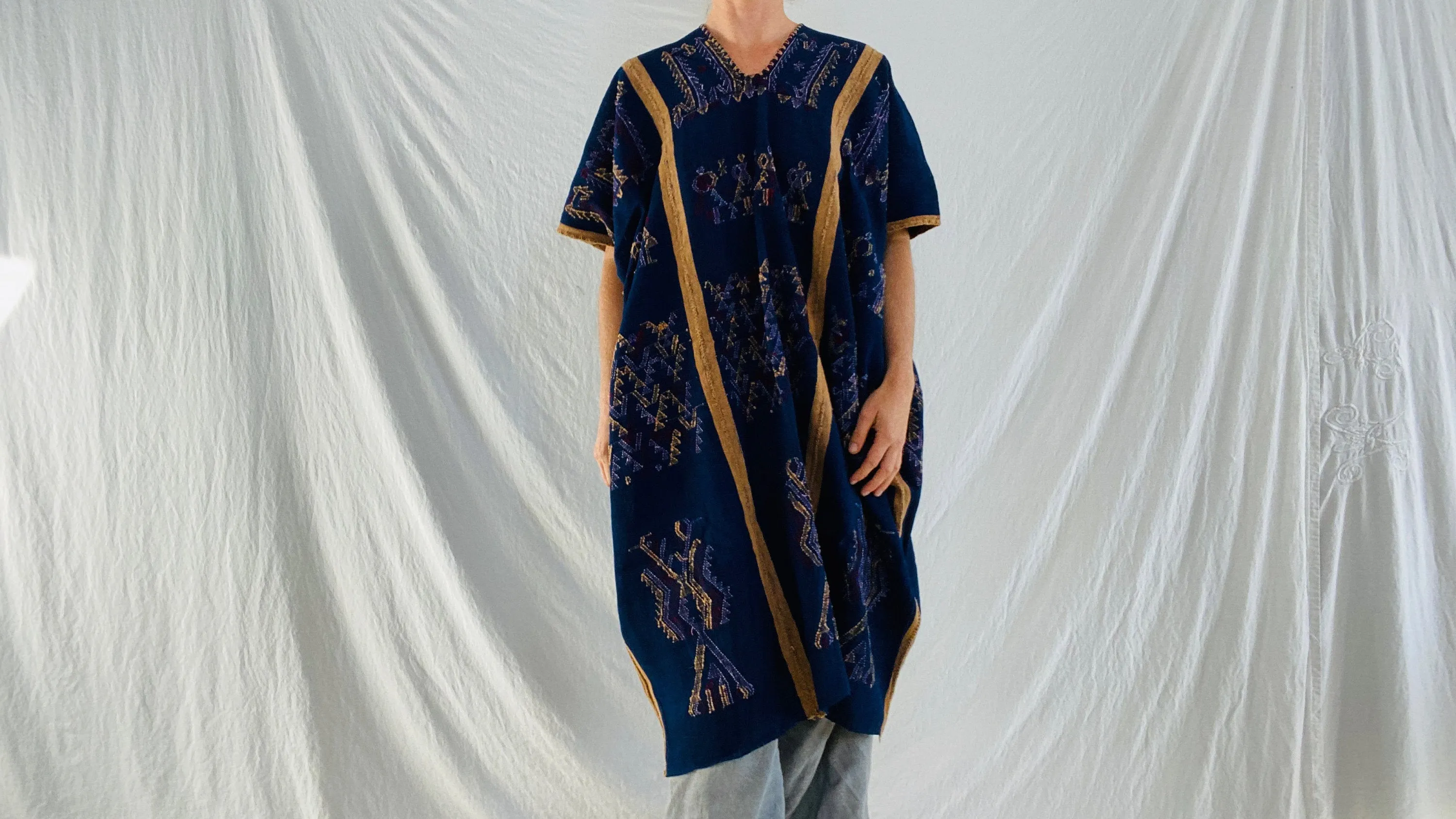 Pinotepa Don Luis Huipil. Silk & Cotton. Indigo & Cochinilla. Oaxaca, Mexico.