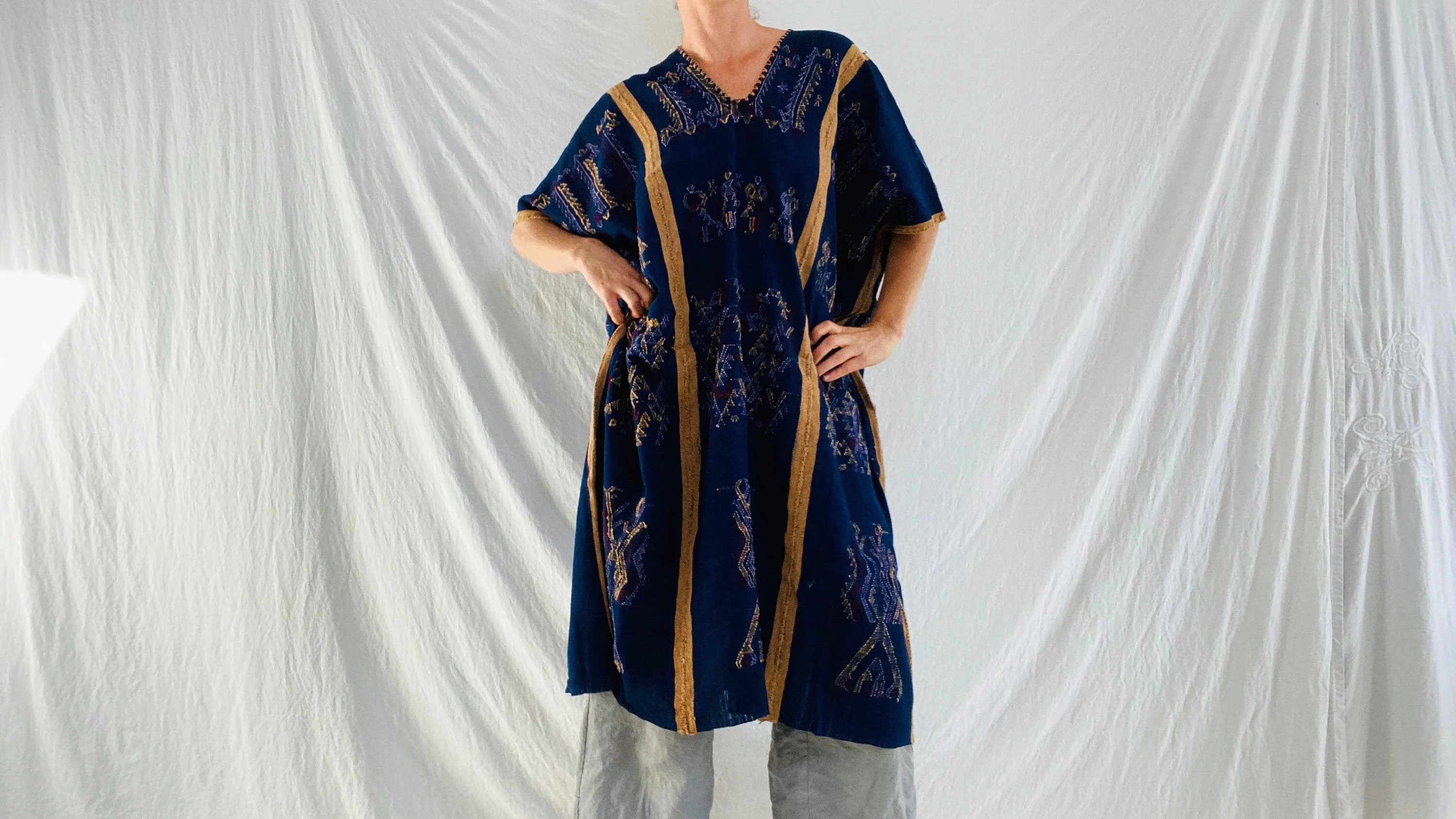 Pinotepa Don Luis Huipil. Silk & Cotton. Indigo & Cochinilla. Oaxaca, Mexico.