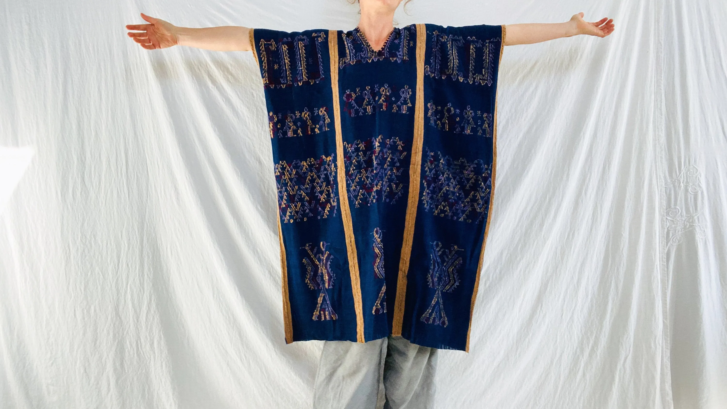 Pinotepa Don Luis Huipil. Silk & Cotton. Indigo & Cochinilla. Oaxaca, Mexico.