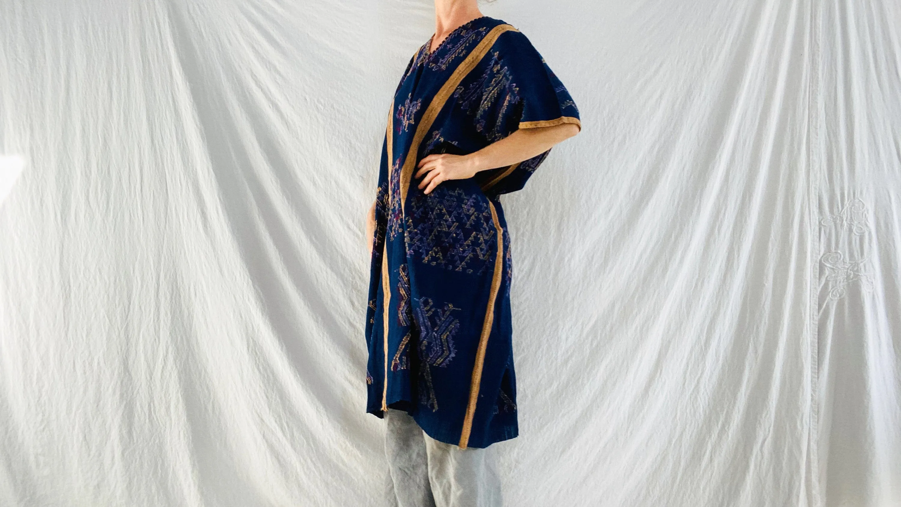 Pinotepa Don Luis Huipil. Silk & Cotton. Indigo & Cochinilla. Oaxaca, Mexico.