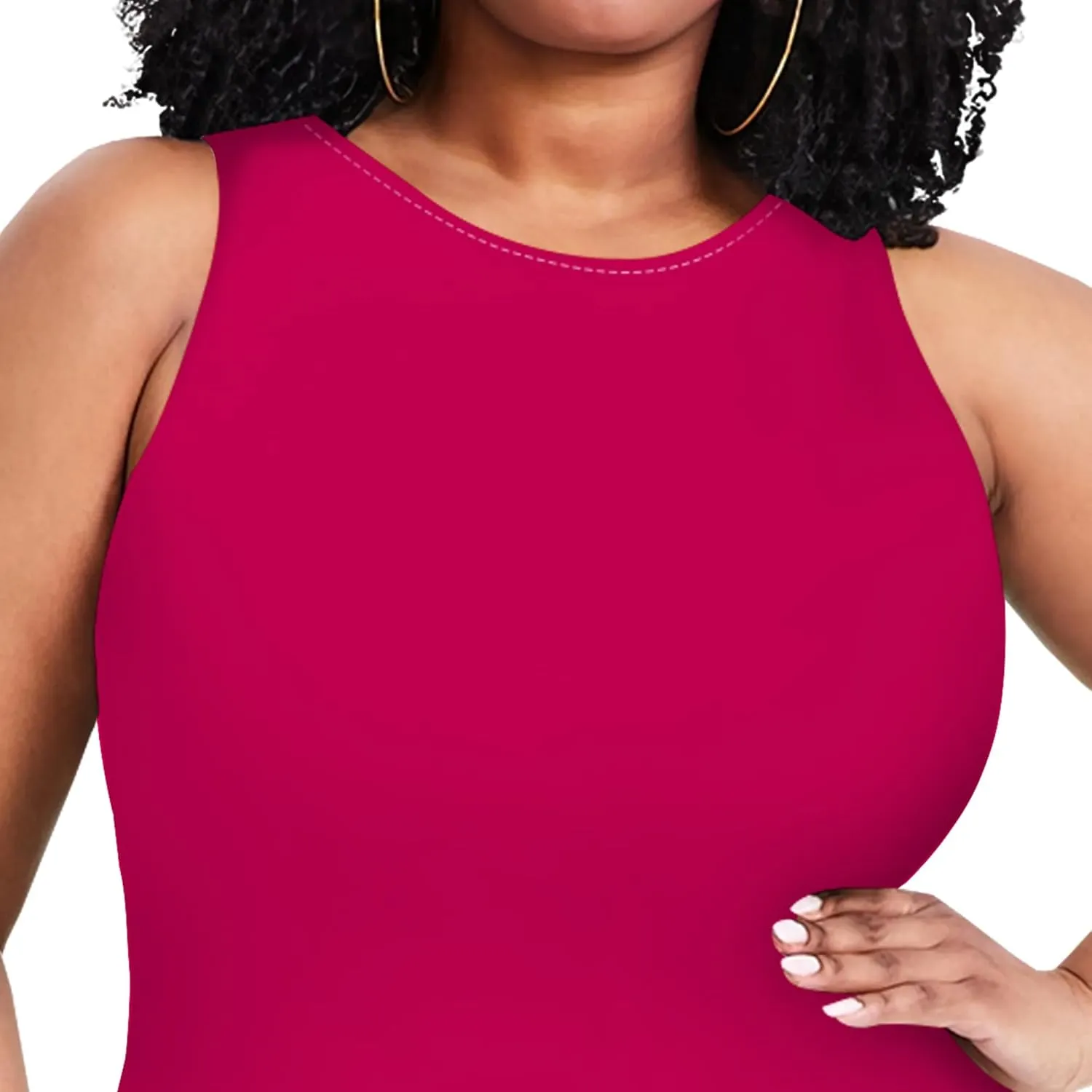 Plus Size Sexy Bodycon Midi Dress for Women Summer Business Casual Tank Sleeveless Sundress Solid Dress XL-6XL