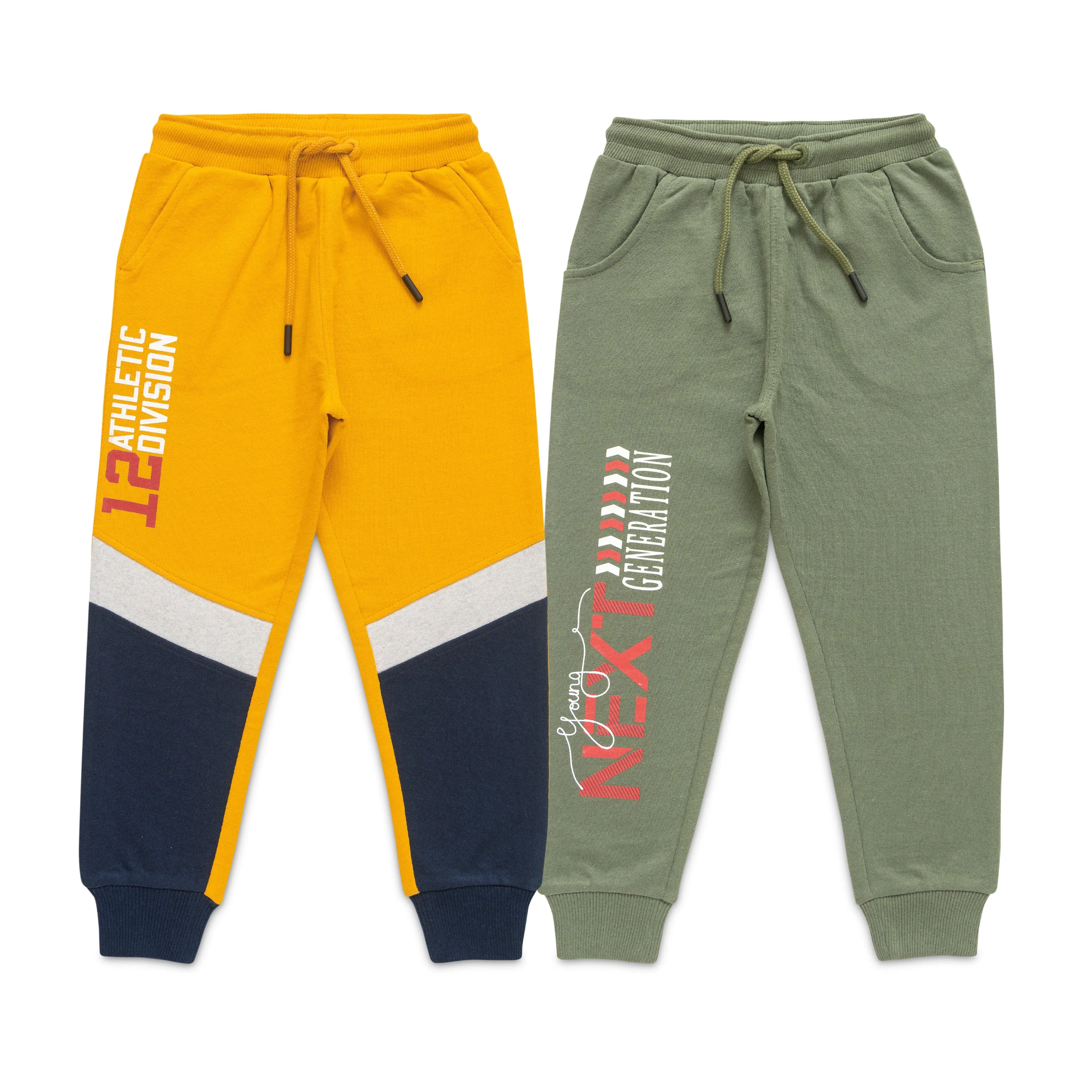 "Baby Boys' Jogger Pants  Pack of 2, Sporty 'Next Generation' & 'Athletic Division' Prints, Cotton Blend"