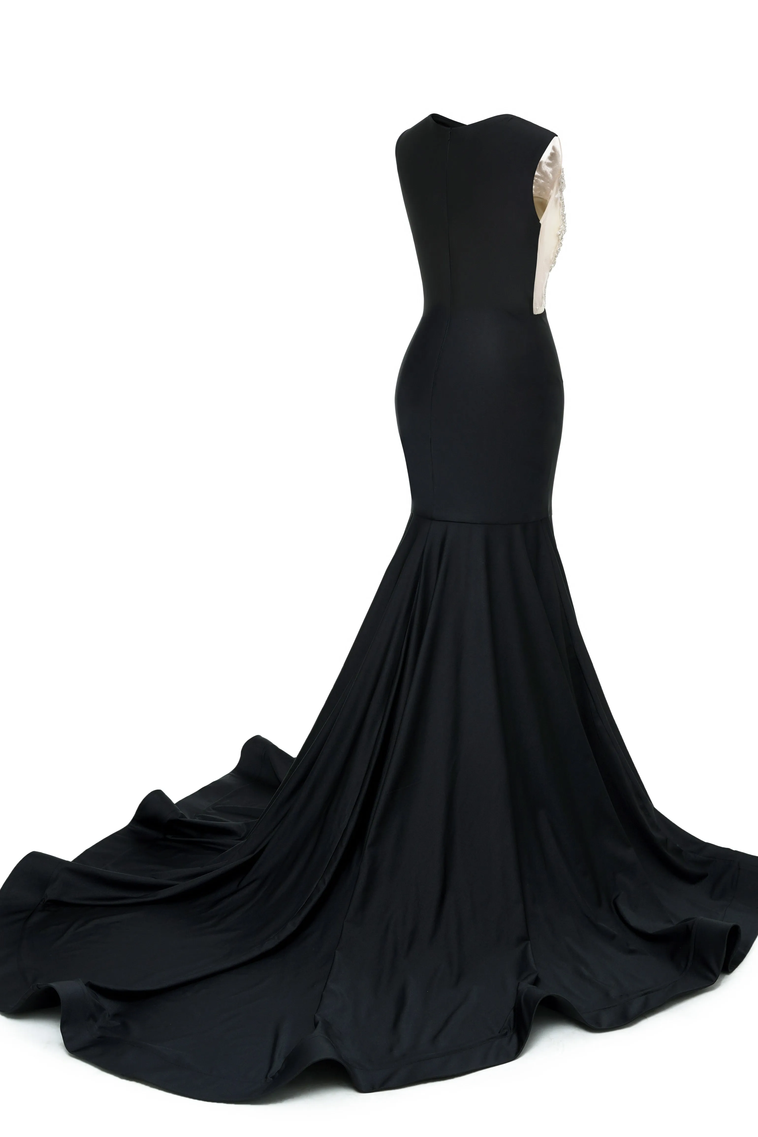 Royal Blue V-Neck Sheer Corset Prom Dresses Beaded Mermaid Long Train Evening Gowns