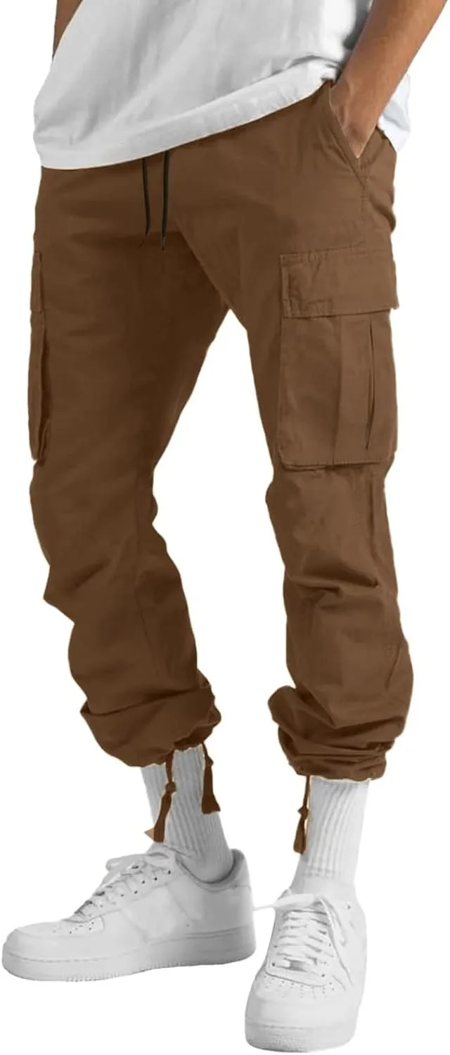 sdbrld Cargo Pants For Men Men's Fashion Relaxed Fit Beach Pants Streetwear Baggy Trousers Cargo Pants with Zipper Pockets