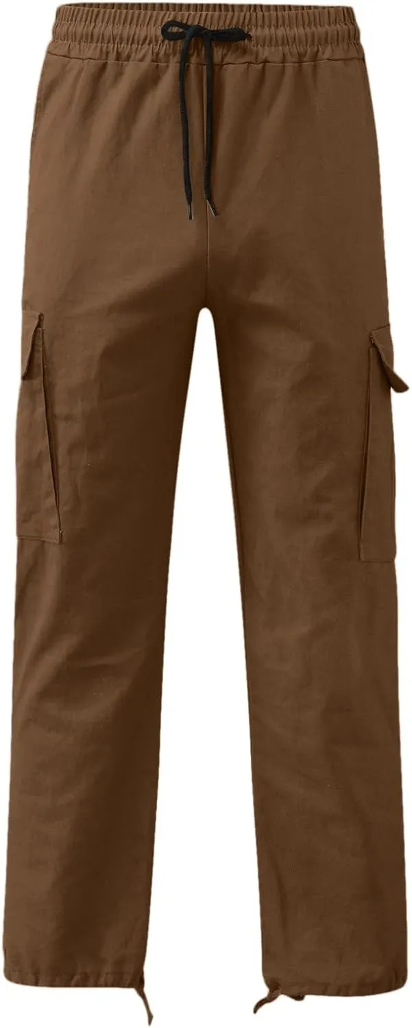 sdbrld Cargo Pants For Men Men's Fashion Relaxed Fit Beach Pants Streetwear Baggy Trousers Cargo Pants with Zipper Pockets