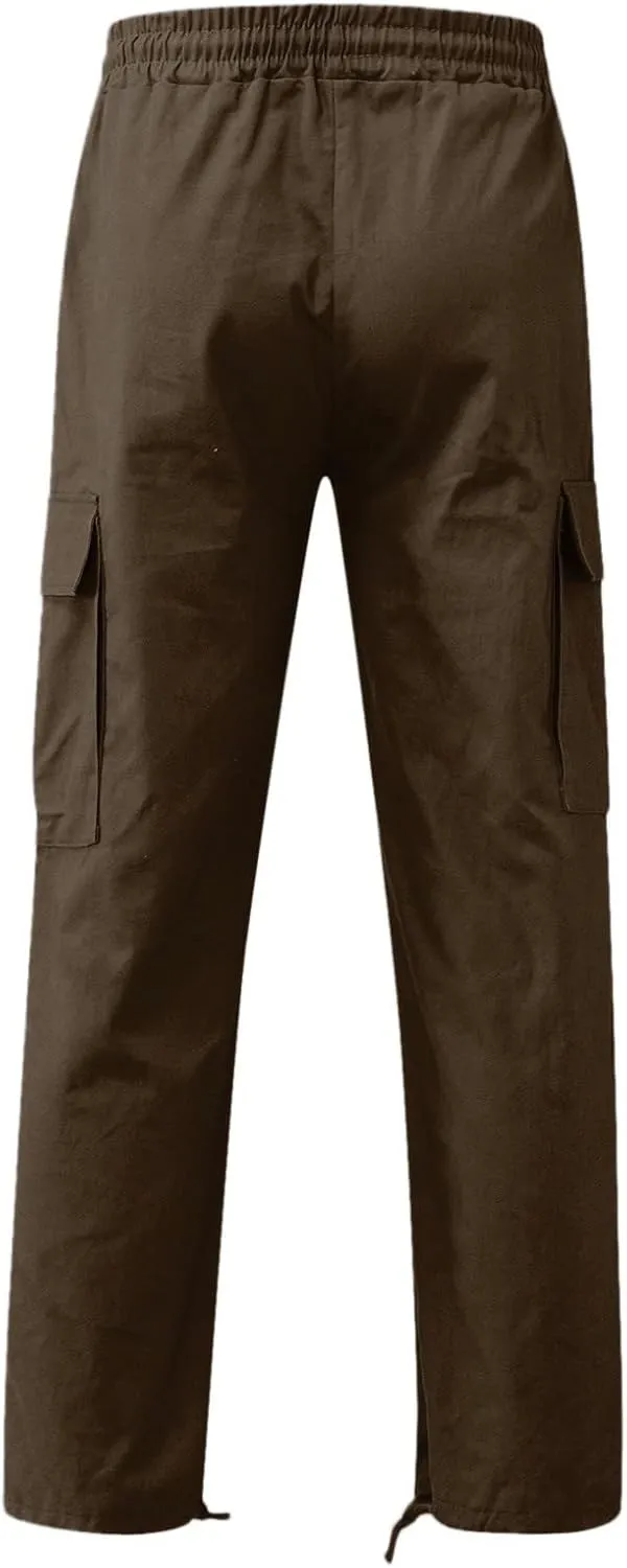sdbrld Cargo Pants For Men Men's Fashion Relaxed Fit Beach Pants Streetwear Baggy Trousers Cargo Pants with Zipper Pockets