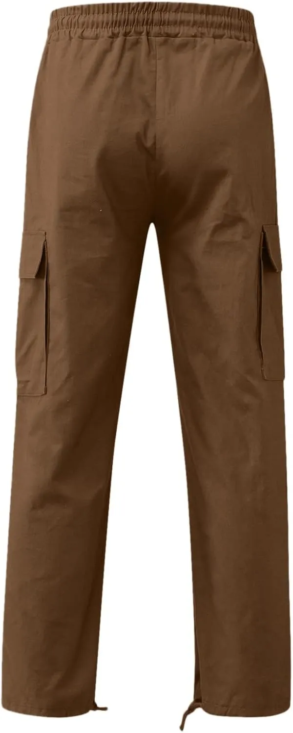 sdbrld Cargo Pants For Men Men's Fashion Relaxed Fit Beach Pants Streetwear Baggy Trousers Cargo Pants with Zipper Pockets