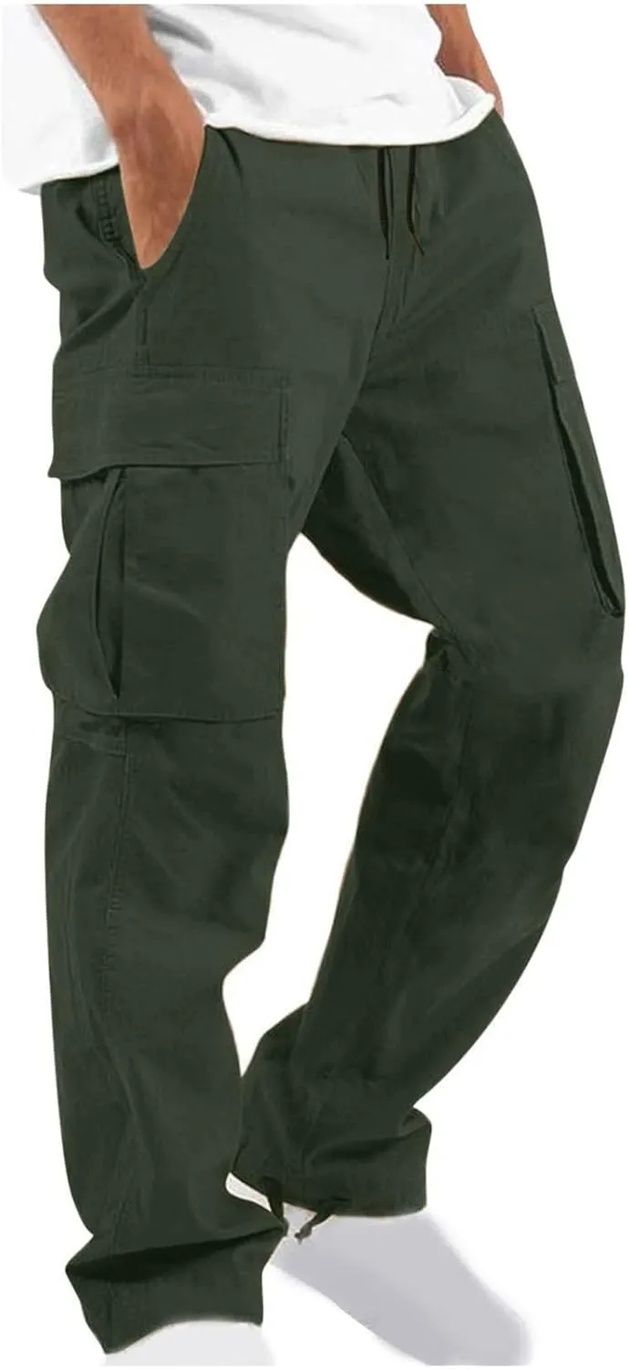 SMIDOW Mens Cargo Pants Relaxed Fit Elastic Waist Casual Loose Joggers Workout Athletic Pant Trousers Trendy Sweatpants