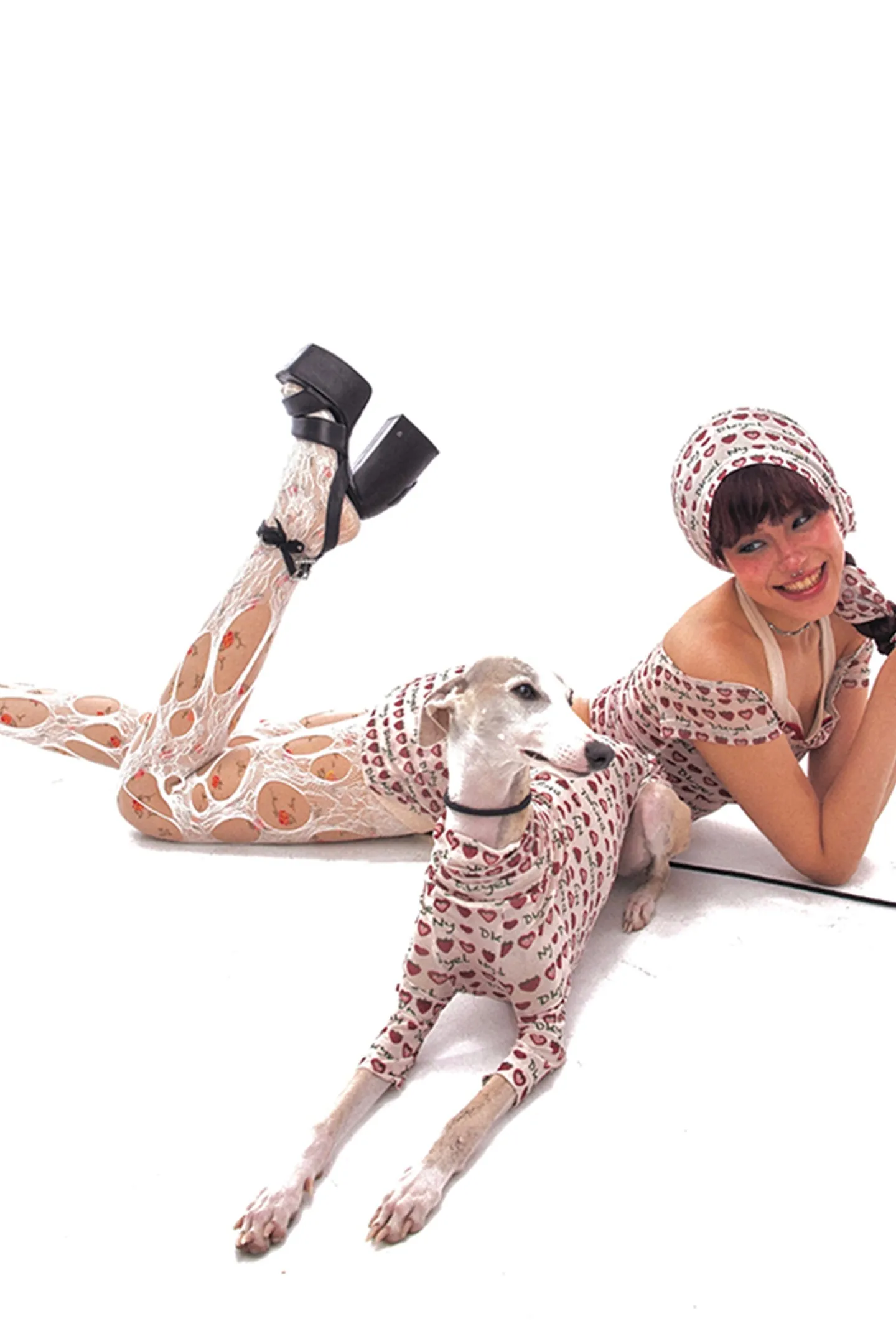 Soft Mesh Retro Strawberry Print Mesh Trousers