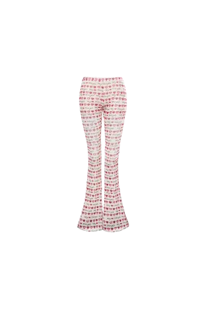 Soft Mesh Retro Strawberry Print Mesh Trousers