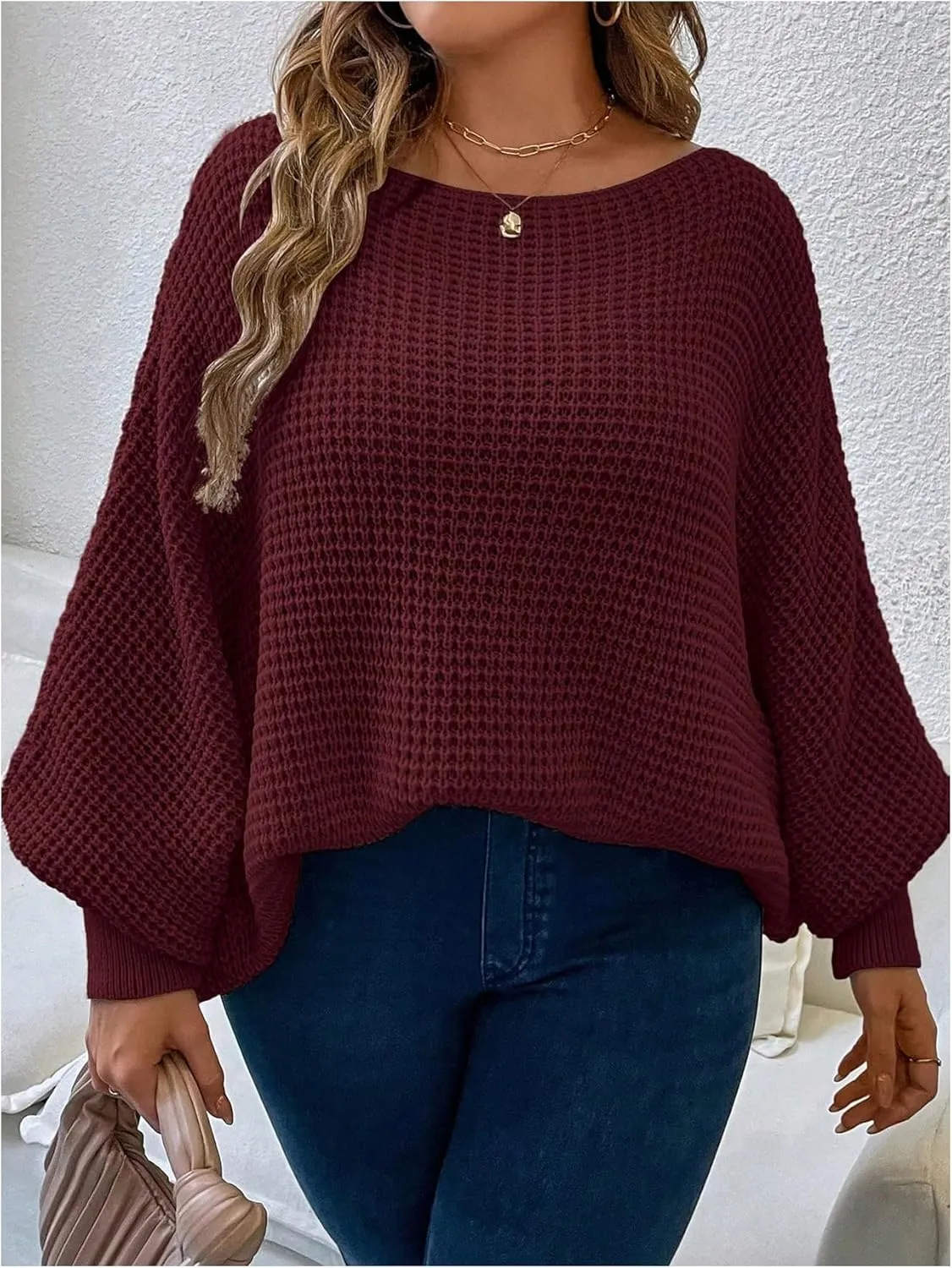 SOLY HUX Women's Plus Size Crewneck Long Sleeve Casual Oversized Sweater Pullover Tops