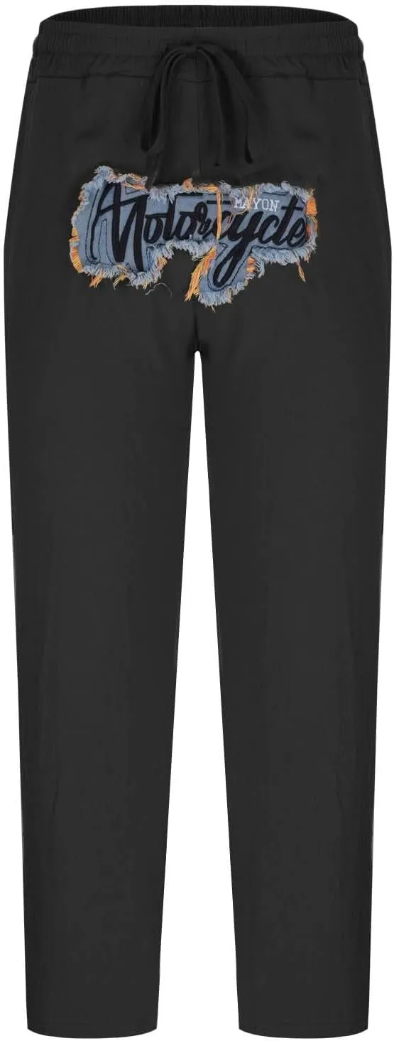 Wide Leg Linen Pants Men Summer Casual Elastic Waist Trousers with Pockets Relaxed Fit Beach Yoga Print Lounge Pants
