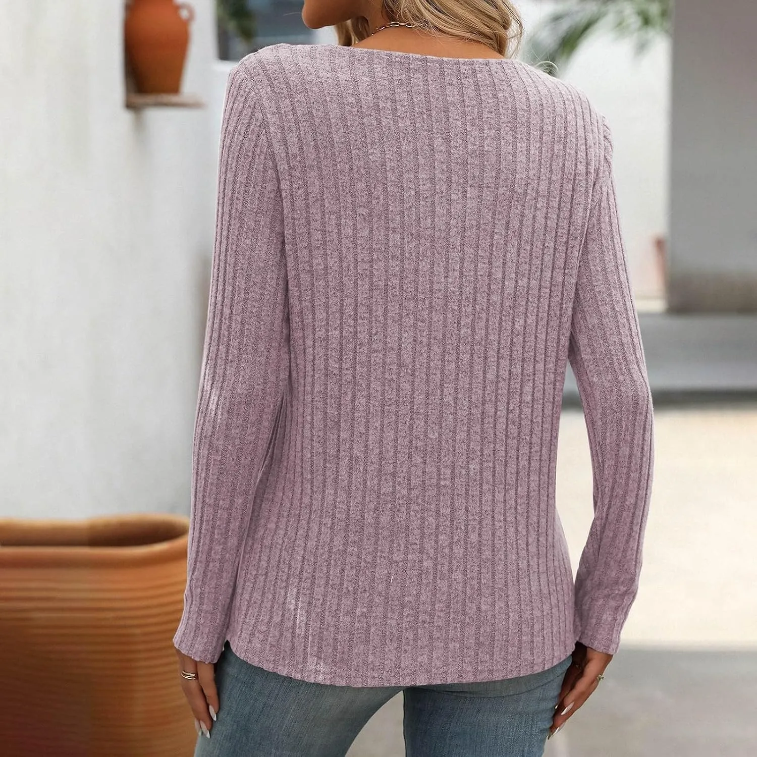 Women Striped Patchwork Knitted Sweater With Long Sleeved V-Neck Sweater Tops2024 Fall&Winter Womens Trendy Tops