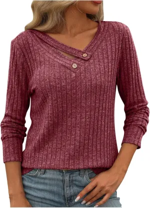 Women Striped Patchwork Knitted Sweater With Long Sleeved V-Neck Sweater Tops2024 Fall&Winter Womens Trendy Tops