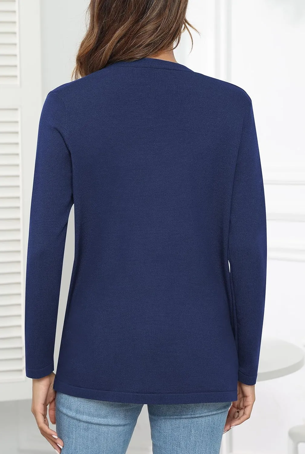 Womens 2024 Opening Cardigan Sweater Lightweight Cardigan Sweater Coat with Pocket Office Coat