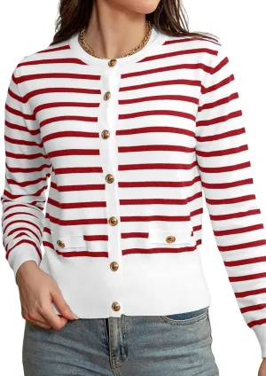 Women's Cardigan Coats Knitted Long Sleeve Sweaters Loose Fit Casual Cardigans with Pockets Fall 2024