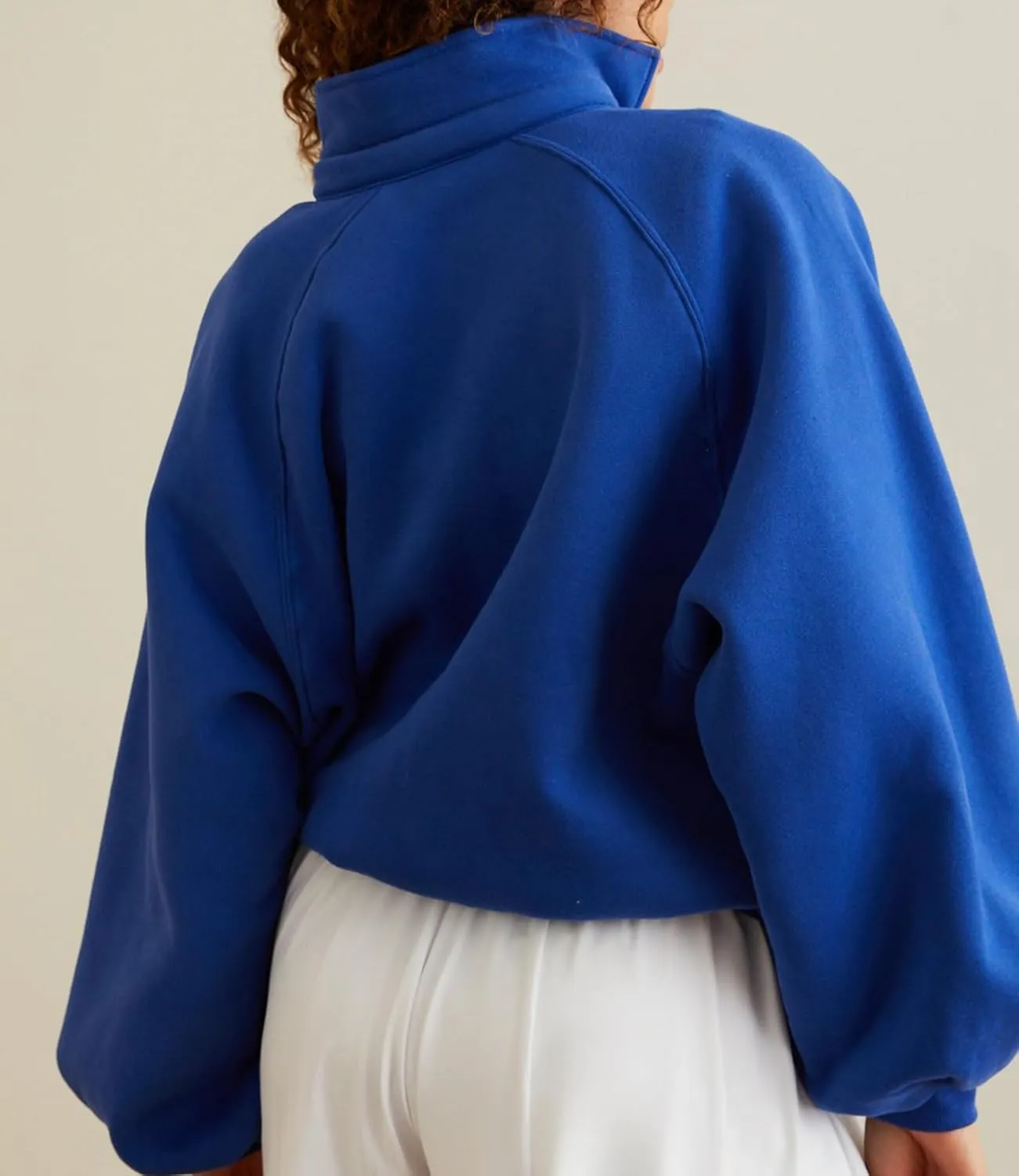 Women's Oversized Sweatshirt Casual Loose V Neck Lantern sleeve Snap Collared Cropped Pullover Tunic Tops