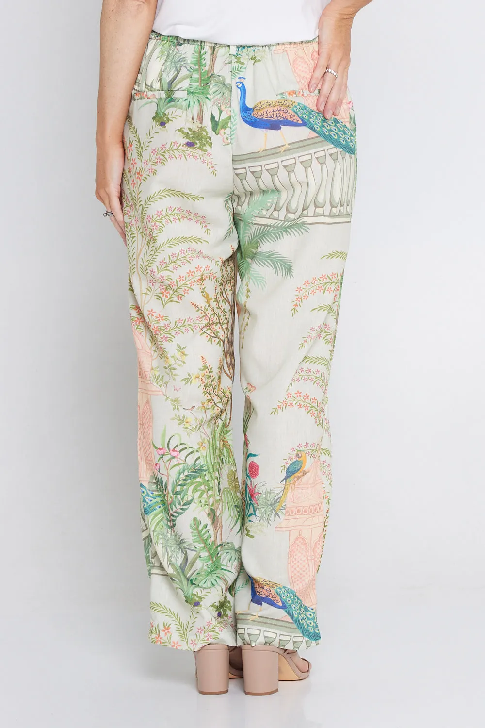 Peacock Print Zafira Linen Pants - Stylish & Comfortable Summer Essential